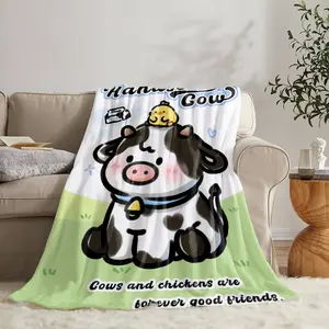 Cartoon Calf Flannel Blanket Single-sided Printing 4 Sizes Sofa Cover Blanket Warm Winter Blankets Blanket Soft