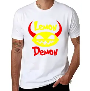 Vintage Lemon Demon Slim Fit Cotton Short-Sleeve Top, Casual Streetwear T-Shirt with Comfortable Fabric, 7DMN DMN Gift for Christmas, Men's Sports & Outdoor Casual Wear