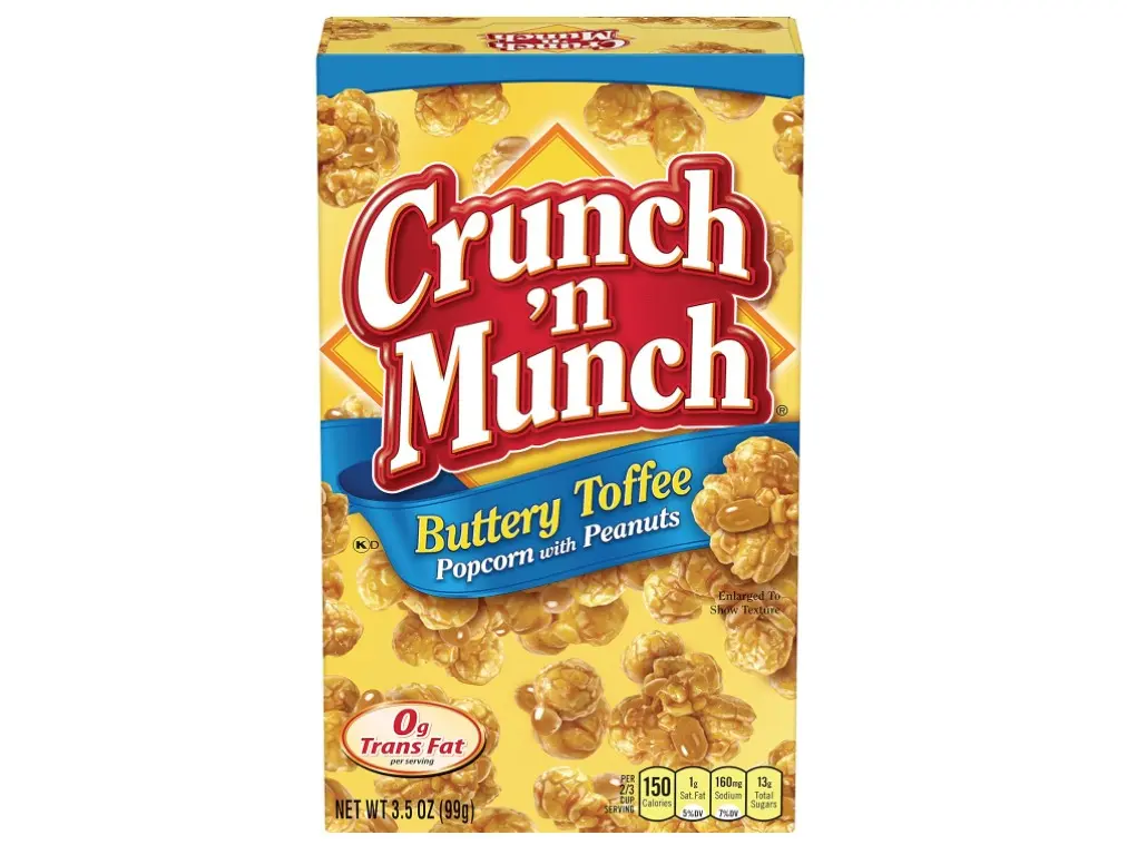 CRUNCH 'N MUNCH Buttery Toffee Popcorn with Peanuts, 3.5 oz. (Pack of 12)