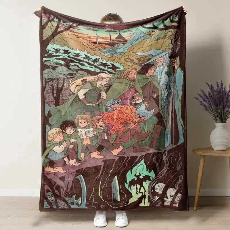 Soft Funny Throw Blanket Lord Of The Rings Flannel Throw Ultra Soft Warm Fabric All Season Comfort Perfect For Sofa Bed nap Chair Decor Durable Machine Washable Long Lasting Quality blankets ultra-soft throw blanket