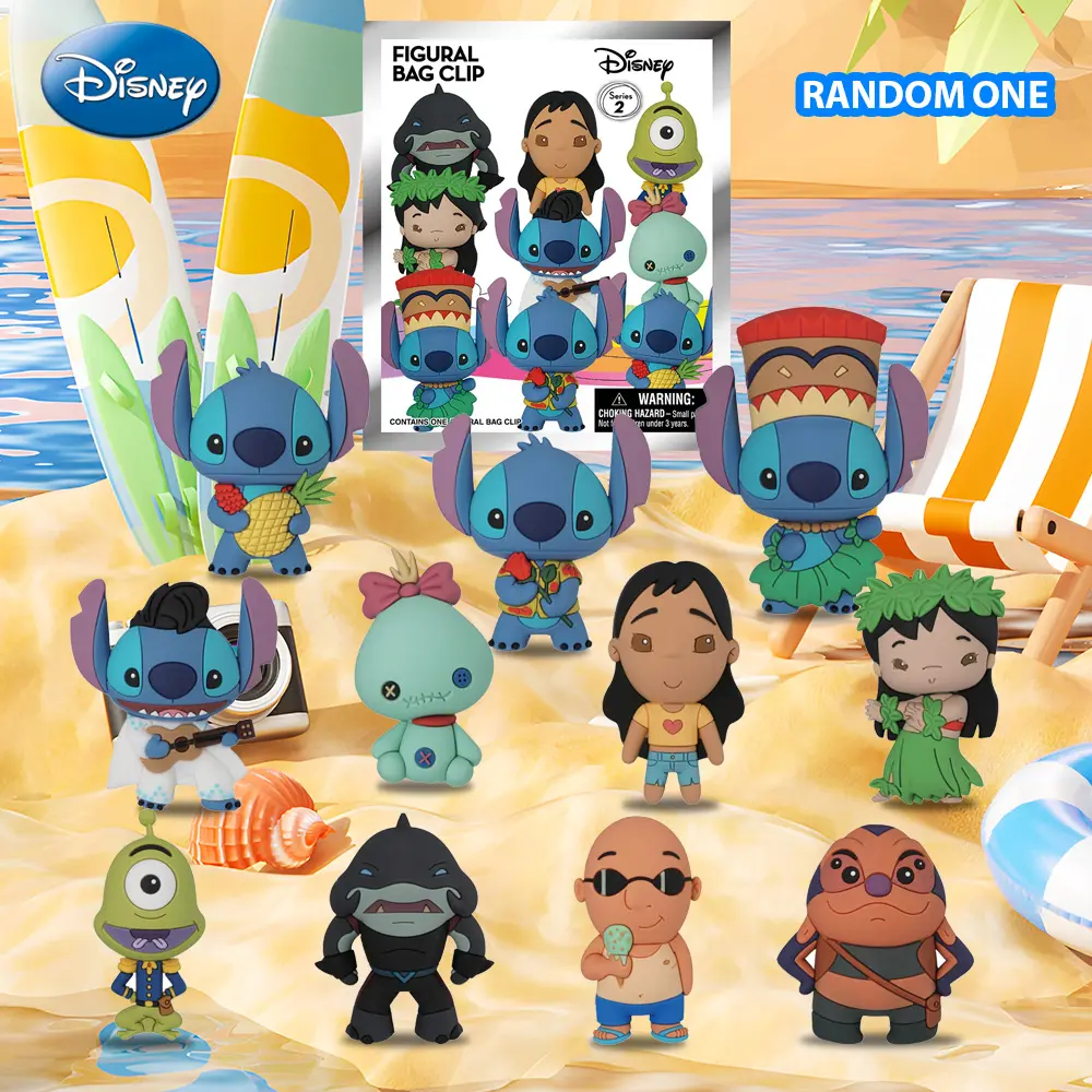 1PC Disney Officially Licensed Cartoon Animation Style Lilo And Stitch Movie Disney Accessories Portable Anti-loss Keychain Wear-resistant PVC Material Ring Everyday Backpack Accessory Travel and Adventure Accessory Memories Collection Cute and Healing Gi