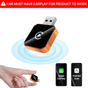 [Yurnlv] New 2026 CarPlay Wireless Adapter, compatible with iPhone/Android, orange, fast connection, supports hands-free calling, wireless adapter, electronic charger, CarPlay adapter