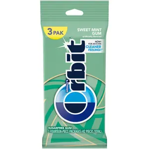Sweet Mint Sugar Free Back to School Chewing Gum, 3 Ct Packs