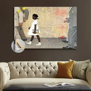 1pc Wooden Framed Norman Rockwell's The Problem We All Live poster for Home, Office, Bathroom, and Bar Decor - Versatile Design for Nature-Inspired Beauty