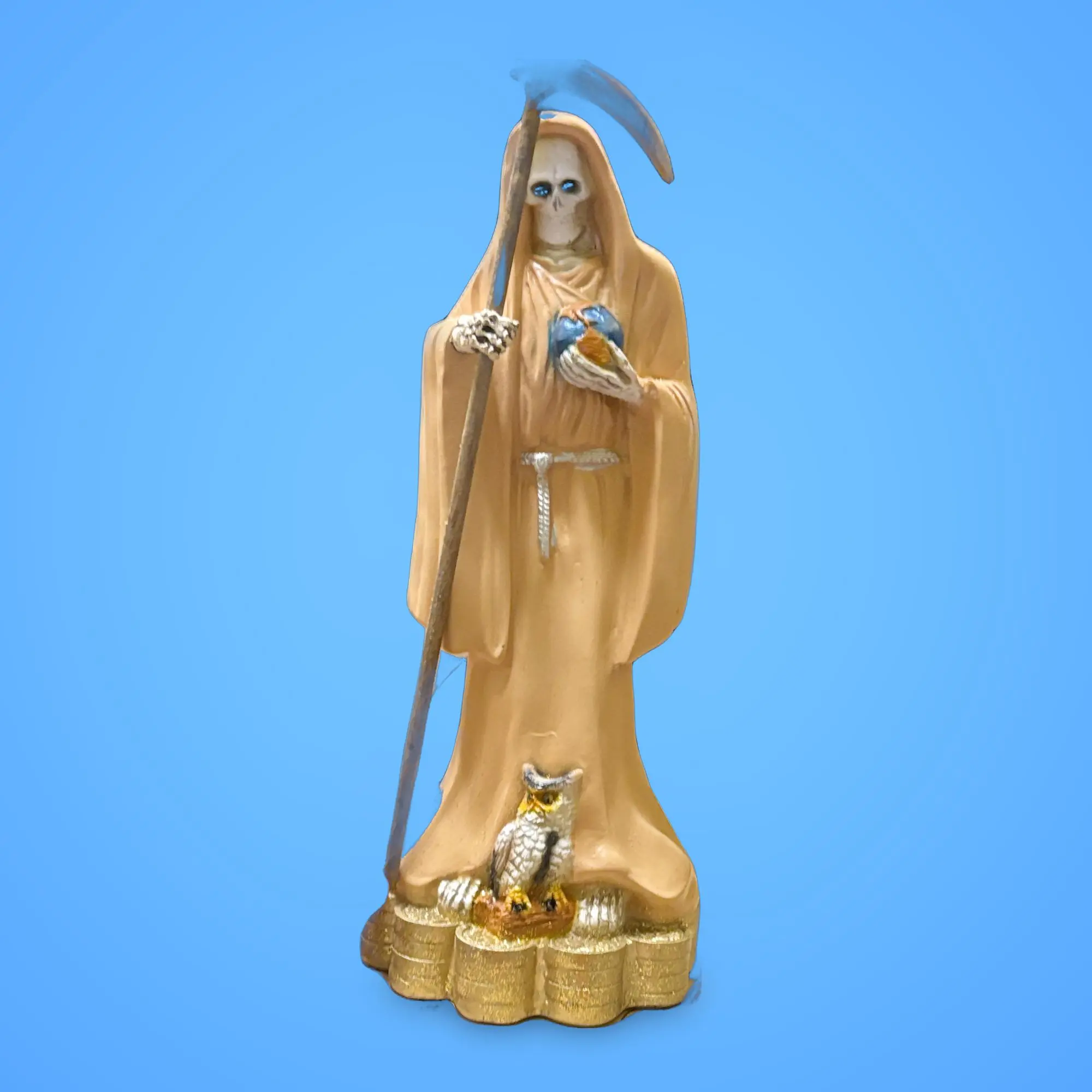 15-in Santa Muerte Orange Statue, Collectible Figurine, Decor Ornament for Home & Room Accents, Figurines