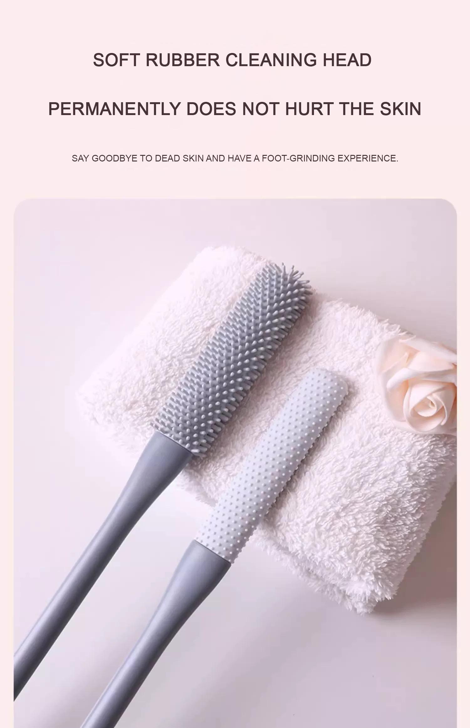 【S1】Toe Gap Cleaning Brush Long Handle Silicone Toe Crevice Cleaning Brush & Exfoliating Brush, Foot Scrubber in Shower Toe Cleaning Brush