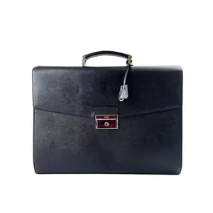 Pre-owned PRADA Cowhide Leather Briefcase Black Cross Grain Leather Sku：SH33