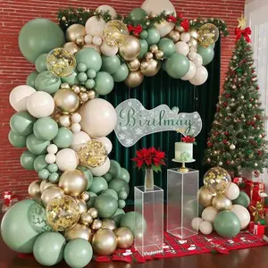 112pcs Sage Green White Gold Balloon Arch Kit with Glitter Balloons for Christmas,Wedding Decor, Elegant Halloween Party, Baby Shower Backdrop, Winter Anniversary Celebration, Luxury Party Supplies, Festive Home Decor