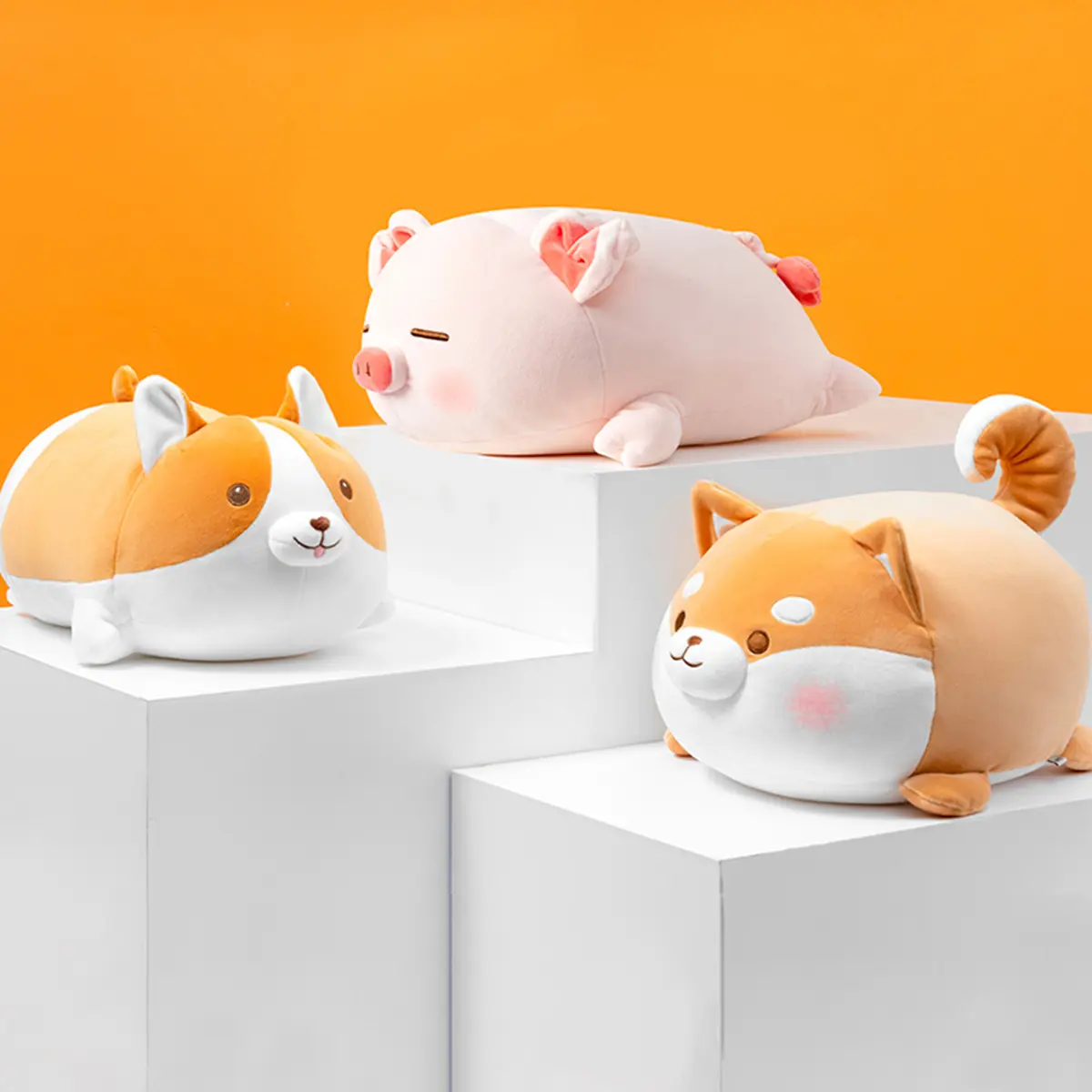 Super Springy & Ultra-Plush B-BO Pig Lying Position Stuffed Animal - Huggable, Flexible, Poseable Plush Toy for Stress Relief & Cute Decor