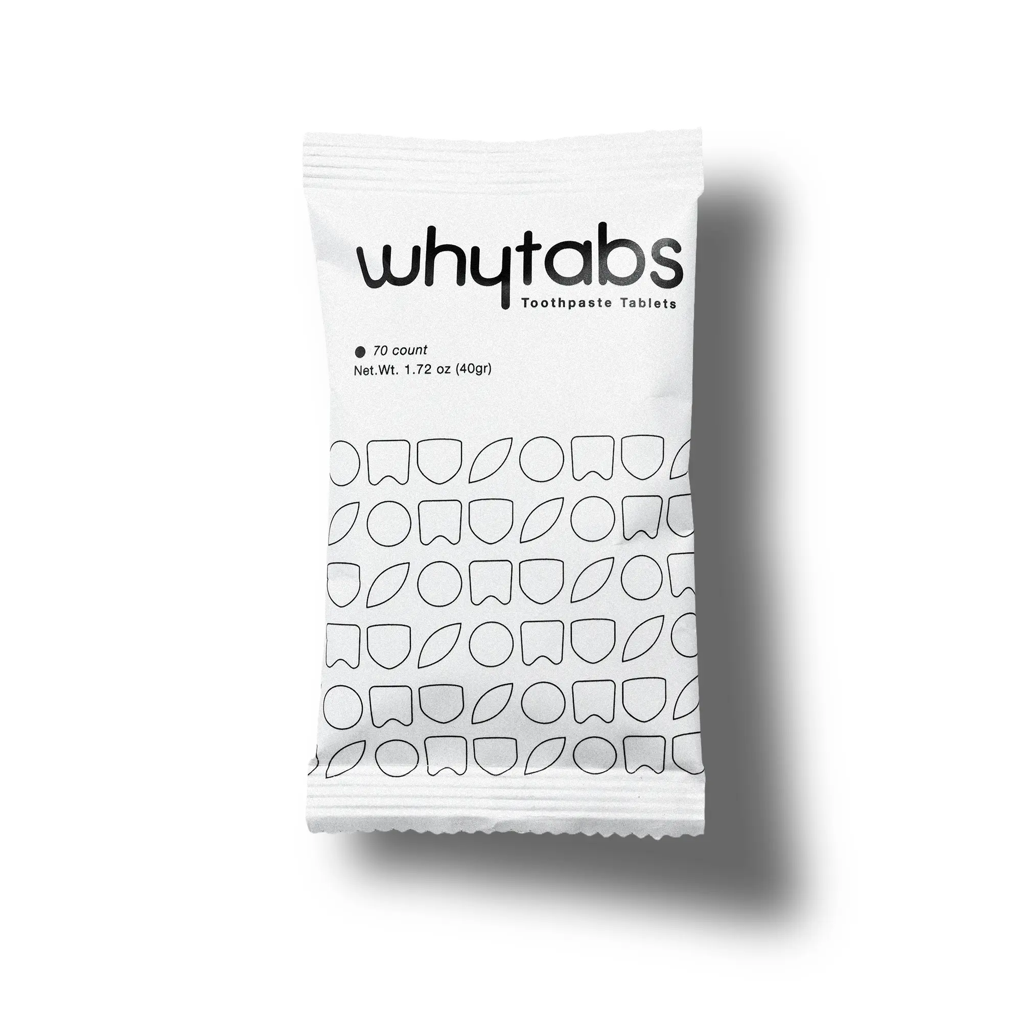Whytabs Original Fluoride-Free Toothpaste Tablets Refill Pack - 70 Count, Alcohol-Free, Anti-Bacterial, 24 Months Shelf Life, Zero Waste Zip Pouch with Tapioca Starch, No Artificial Additives, Bag Jar Compatible for Adults' Travel Oral Deep Clean Care
