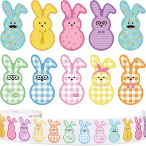 500PCS/Roll Easter Gift Stickers 9 Designs Cute Colored Rabbit Stickers Easter Egg Decorative Self-Adhesive Stickers