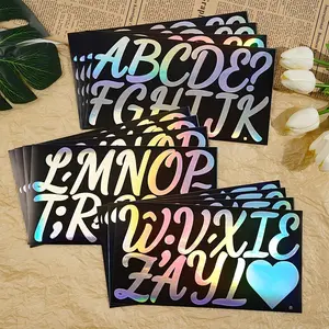 6 Sheets 2.5 Inch Handwritten Laser Gold Silver Letter Stickers, Wedding Holiday Party Decorations, Alphabet Labels for Events
