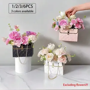 Gift Bag with Handle, Portable Flower Packaging, Foldable Bouquet Box, Illustration Box, Gift Box Design, Flower Gift Boxes, Ideal for Weddings, Florist, Birthdays, Gifts, Candy Bags, Rose Gift Box