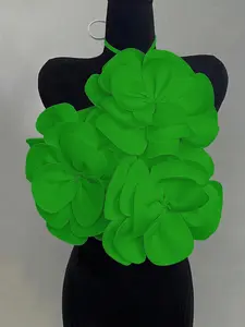 Women's Floral Halter Short Vest, Ruffled Backless Fitted Sexy Halter Neck Top, Nightclub Party Date, Stylish, Elegance and Trendy Womenswear Clothing, Boho Halter Top