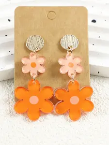 Summer Dual Color Cute Flower Earrings, Elegant Alloy Studs, Women's Acrylic Hoops, Perfect for Vacation Summer Style, Statement Earrings, Trendy Jewelry, Lightweight Earring