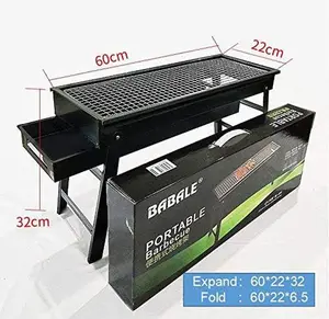 Portable BBQ Grill Foldable Design 60x22x32cm for Camping Picnics Tailgating & Beach Gatherings Durable Steel Construction