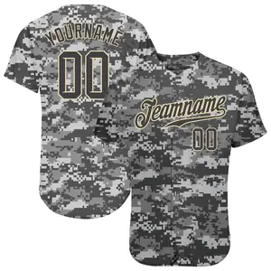 Custom Camo Steel Gray-Cream Baseball Jersey #Baseball