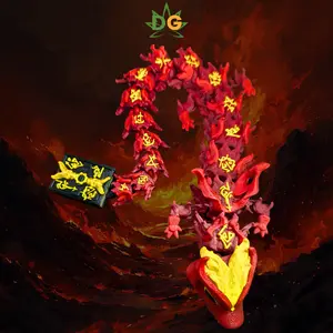 The Witchfire Flexi Dragon High-Strength Articulated Fantasy Figure with Spellbook Tail & Vibrant Flame-Inspired Colors for Desk Companion or Fidget Toy