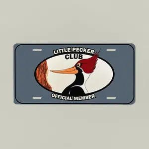 Funny Woodpecker Club Vanity License Plate, Cartoon Woodpecker Humor Car Tag, Novelty Decorative License Plate