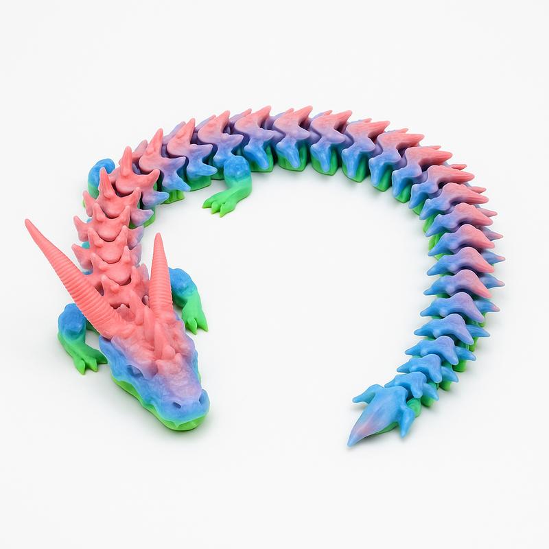 Modern Articulated Rainbow Dragon Figurine with Vibrant Colors Intricate Spines for Collectors 23 Inch Poseable Fantasy Display