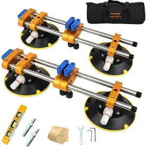 Upgrade 2 Pack Seamless Seam Setter with 6 inch Vacuum Suction Cups, Granite Seam Setter for Countertop Joining & Leveling, Seam Joiner for Stone (With Replacement Air Pump+Tool Bag+Torpedo Level)