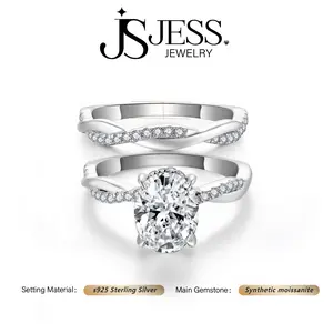 【#1117】2ct Oval Cut Real Synthetic Moissanite Ring Set Include Main Ring and V Band Engagement Ring Bridal Set Wedding Ring Set S925 Sterling Silver Jewelry Daily Wear Jewelry for Women