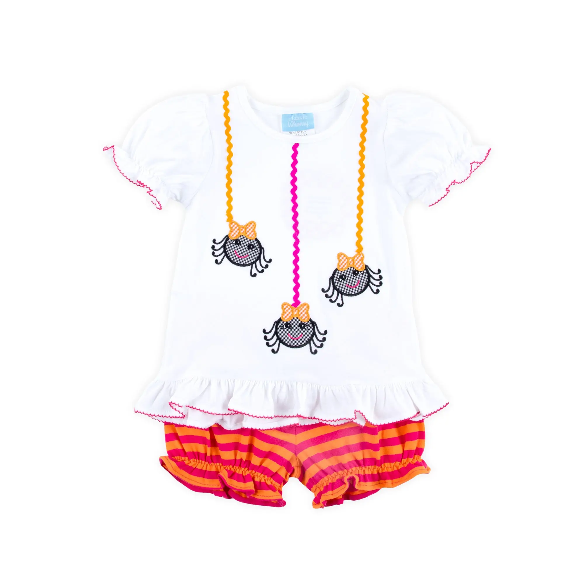 Itsy Bitsy Spider Stripe Milly Short Set Halloween Ruffle Hem