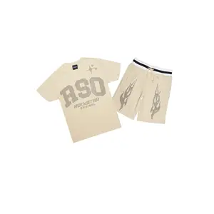Bellamy Beige/Black Rhinestone Tee Short Set