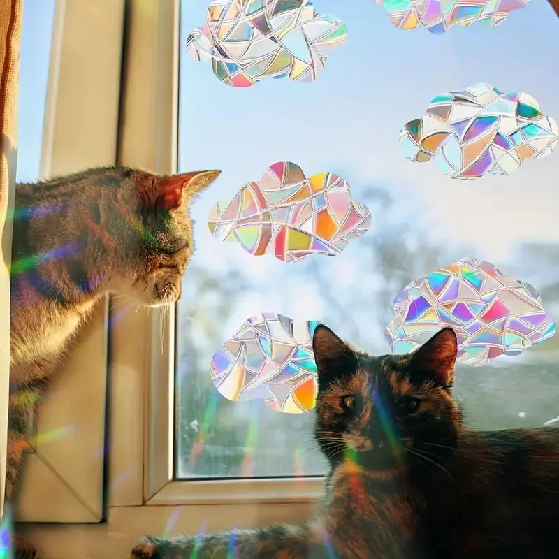 Colorful Sunlight Catcher Rainbow Window Film, 8 Sheets Per Pack, Anti-Collision Static Cling Stickers, Home Decor Wall Art Decals, Decorative Stickers
