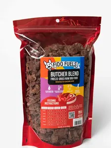 FIDO FUELS - Butcher Blend Freeze Dried Dog Food Bag Shelf Stable Protein-Rich Nutrient-Dense Real Food for All Breeds Ages