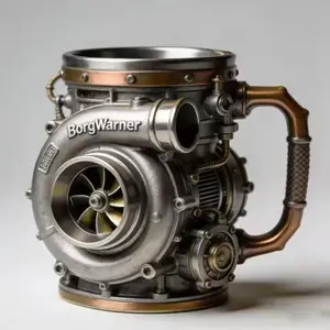 Borgwarner Turbocharger Mug, Novelty 3D Mechanical Coffee Cup, Gift for Car Enthusiasts, Mechanics & Gearheads, Unique Coffee Accessory