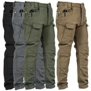 Outdoor technical pants men's soft shell tactical pants wool warm casual work pants wool lining thickened mountaineering pants