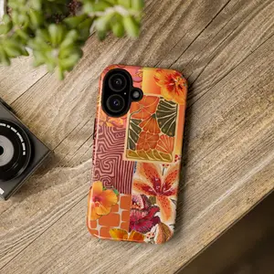 Vibrant Floral Patchwork Phone Case in Warm Tones, Collage Tough Phone Case, Gift for her, Mom Gifts