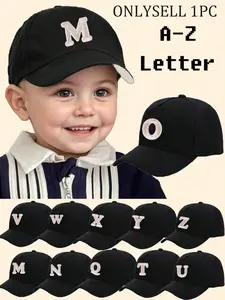 1-3 Year 1 Pc Simple A-Z Letter  Kids Baseball Cap Children'S Spring And Autumn Boy'S Girl'S Kids Adjustable Sun Hats Sun Bonnets