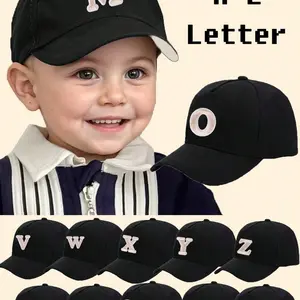 1-3 Year 1 Pc Simple A-Z Letter  Kids Baseball Cap Children'S Spring And Autumn Boy'S Girl'S Kids Adjustable Sun Hats Sun Bonnets