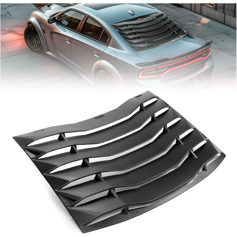 Charger Louvers Dodge Charger Accessories Charger Rear Window Louver Cover Compatible For 2011-2023 Charger Vent Unpainted Black ABS GT Lambo Style - Perfect Flush Fit, Easy DIY Installation