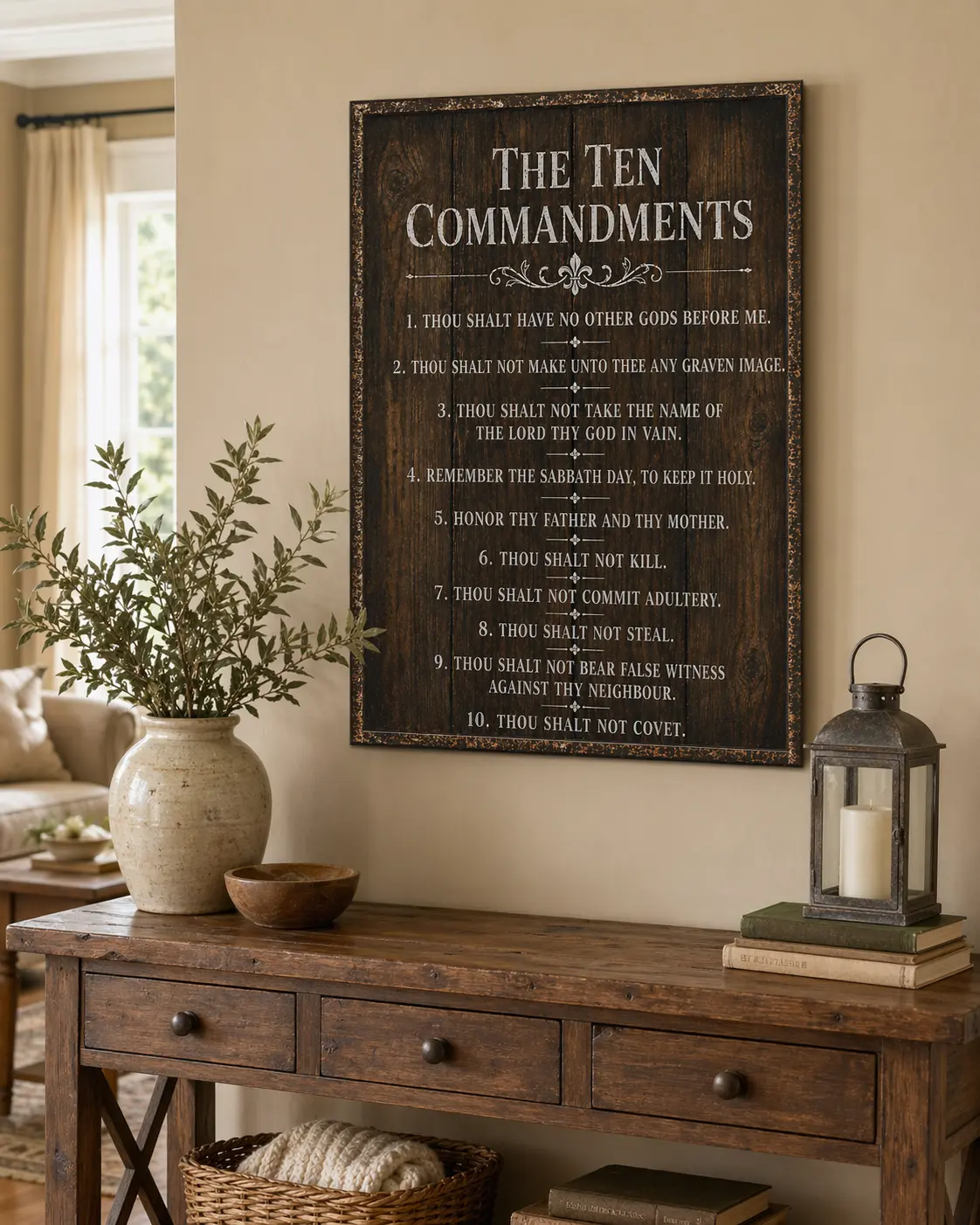 The Ten Commandments Thou Shalt Have No Other Gods Before Me Metal Hanging Sign Inspirational Signs Gift Farmhouse Rustic Wall Art Home Office Living Room Wall Decoration 12 x 8 Inches,Summervibes,SummerWins,DealsForYouDays