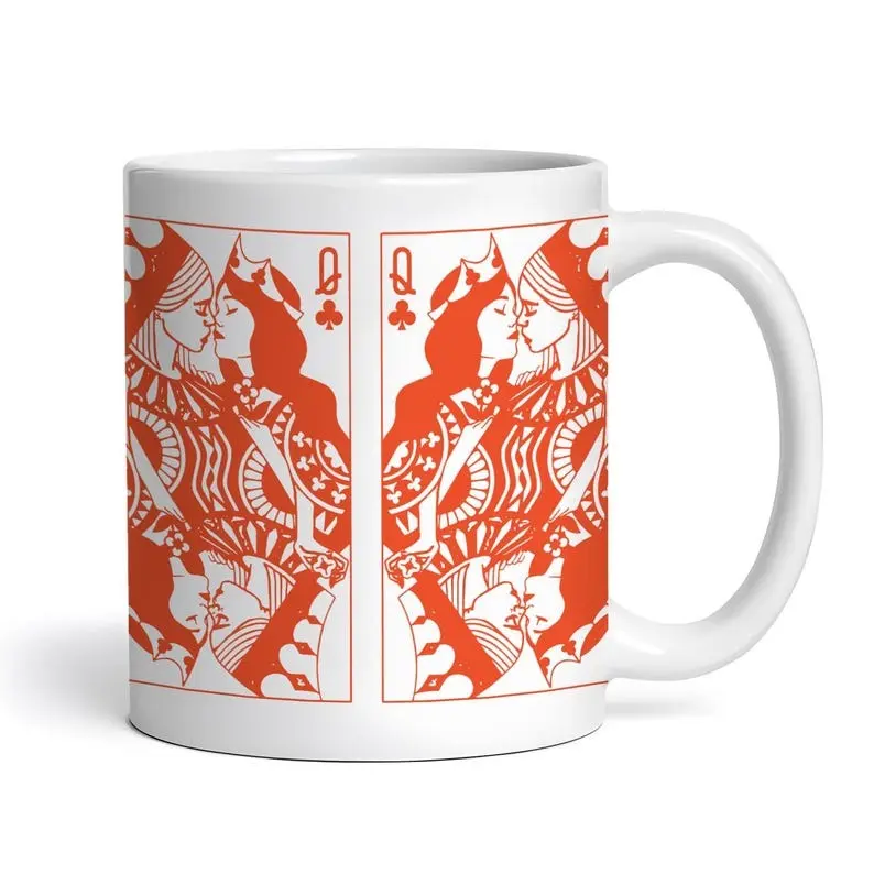 [Fee Ship- Sale 45%] Lesbian Card Deck Style Mug - Sapphic Ceramic 11oz mug , Queer Cup, Wlw Gift, Lesbian Decor, Sappho Mug, Sapphic Kitchen Decor1