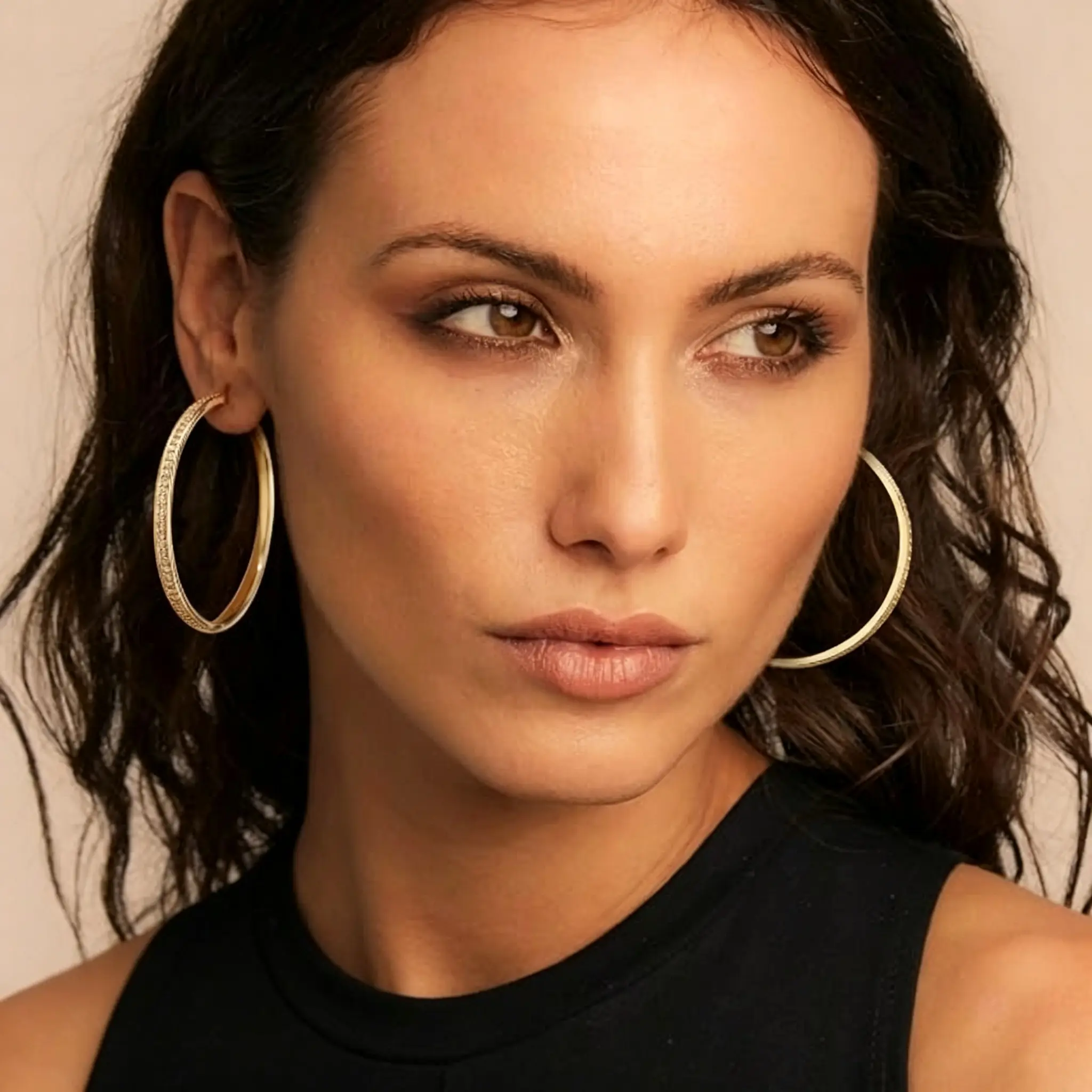 Rhinestone Hoop Earrings for Women Sparkly Large CZ Hoops for Sensitive Ears Non Tarnish Sterling Silver/Gold Plated Rhinestone Earrings 30/40/50/60mm
