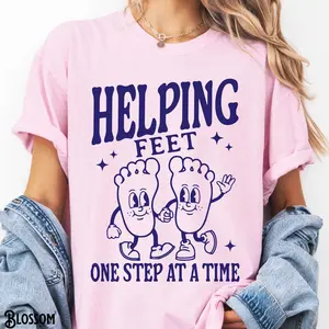 Funny Podiatry Unisex T-Shirt, Podiatrist Nurse Gift, Humorous Retro Shirt, One Step at a Time Tee, Office Team Crew Top