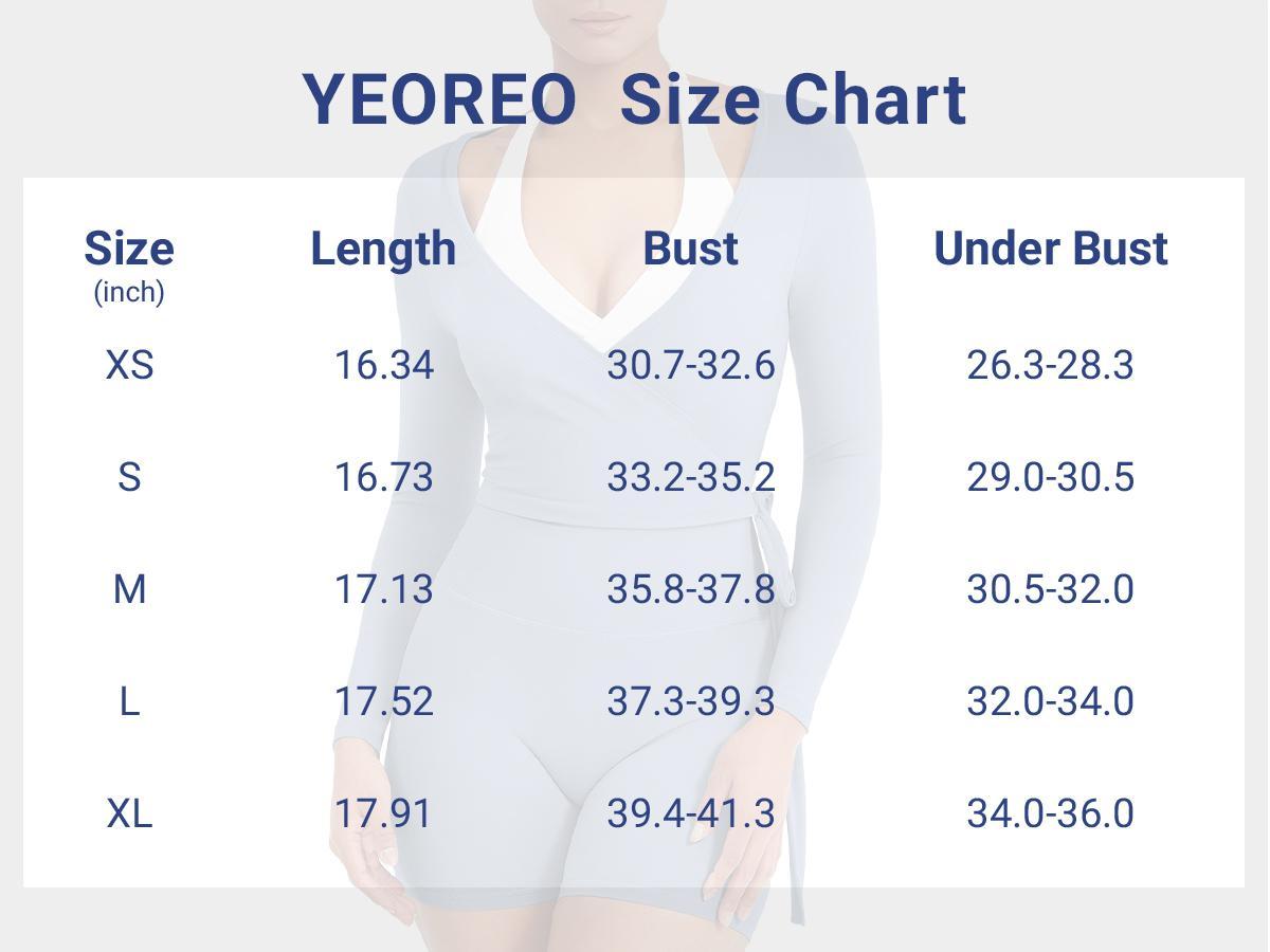 YEOREO Flattering V Neck Wrap Crop Top Long Sleeve Yoga Tie Shirt Breathable Pilates Ballet Workout Tops Athleisure Fashion