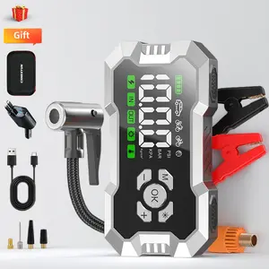 15800mAh(ALL Gas, 12L Diesel)portable Jump Starter with Air Compressor, Peak 150PSI Digital Tire Inflator, 8.5L Gas or 7.0L Diesel jumpstarter Usb Cable Led Screen Car Automotive Road Trip Portable Rechargeable Tire Inflator with Gauge  jumper box battery