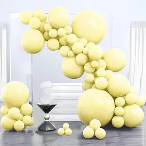 PartyWoo Pastel Yellow Balloons 100 pcs Different Sizes of 36 18 12 10 5 Inch Small Mini Light Pale Yellow Balloon Arch Kit Garland for Baby Shower Easter Birthday Party Decorations Yellow-Q07