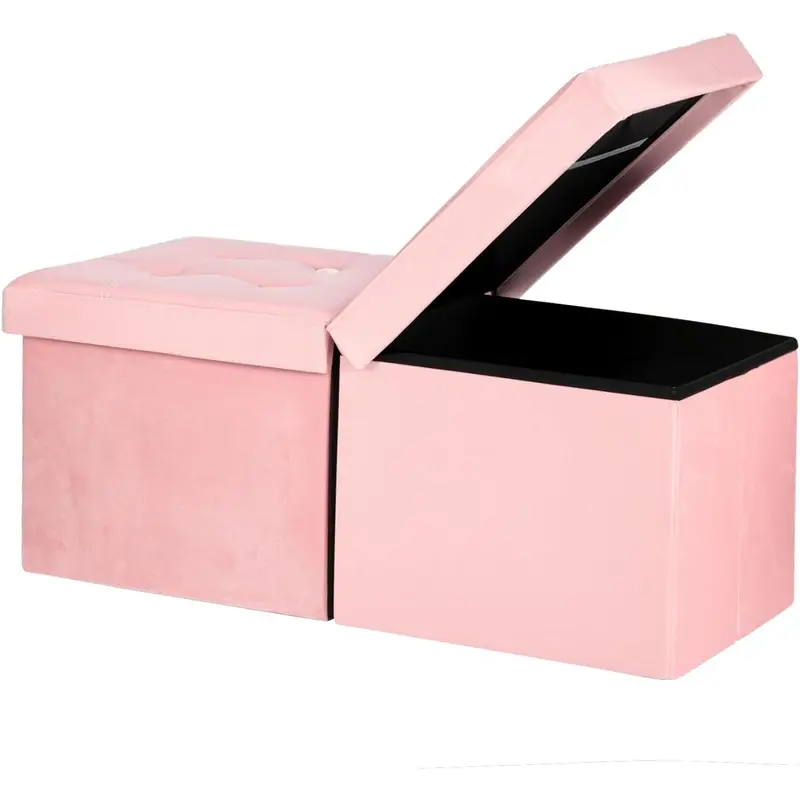 Footrest Ottoman Bench with Storage,34Inch Pink  Footstool, Coffee Table, Padded Seat, Storage Chest,Blanket Store with Flipping Lid for Livingroom and Bedroom
