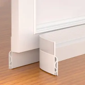 Door Draft Stopper,Adjustable Door Sweep for Bottom of Door, Weather Stripping Door Bottom Seal Blocker Air Noise,Under Door Gap Filler for Interior/Exterior Doors(White, 39inch)