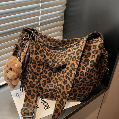 Vintage Leopard Print Shoulder Bag, Casual Crossbody Bag, Simple and Stylish, Perfect for Daily Use, Women's Fashion Accessory, Fashion Crossbody Bags