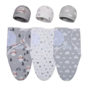 3-Piece Newborn Baby Swaddle Set for Boys & Girls, Soft Anti-Startle Swaddle Blanket with Breathable Absorbent Bib, Cozy Infant Wrap for Preemie & Newborn Sleep, Nursery Essentials