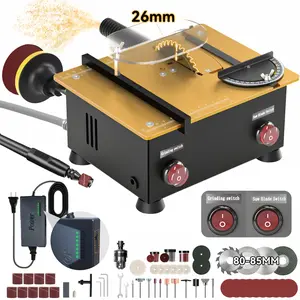 Mini Table Saw for Crafts,Safely Multi-Functional Table Saw,Speed & Angle Adjustable, Cutting | Sanding | Engraving All-in-One Machine, for Wood/PCB/Acrylic/Plastic