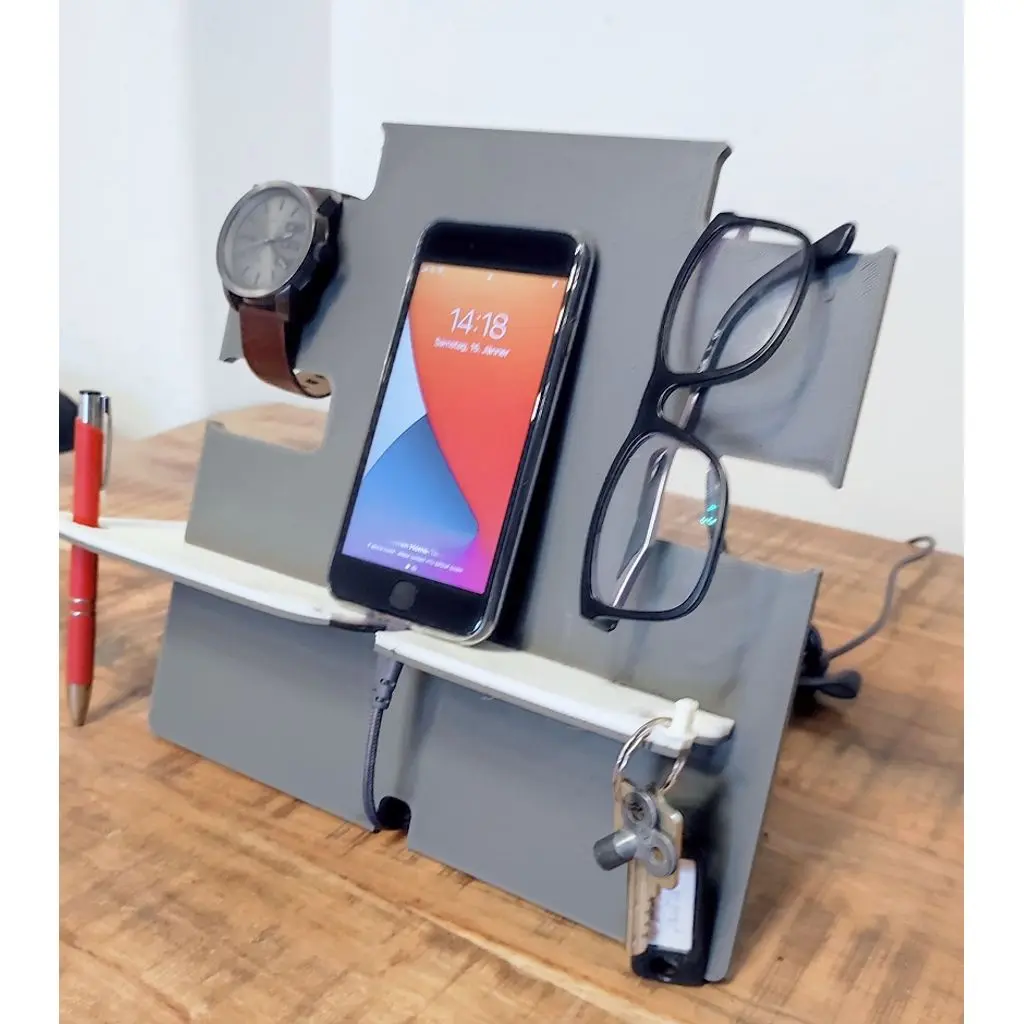 Multi-Slot 7-in-1 Desk Organizer - Phone, Wallet, Glasses, Keys, Pen, Watch, Coin Holder for Office Stationery Supplies