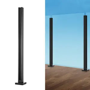 VEVOR Glass Clamp,  37.4" Height Glass Railing Bracket for 0.39 "-0.47 " Thickness Tempered Glass, 304 Stainless Steel Glass Mounting Clamp, Glass Shelf Bracket for Balcony, Garden, Deck, Stair, Black